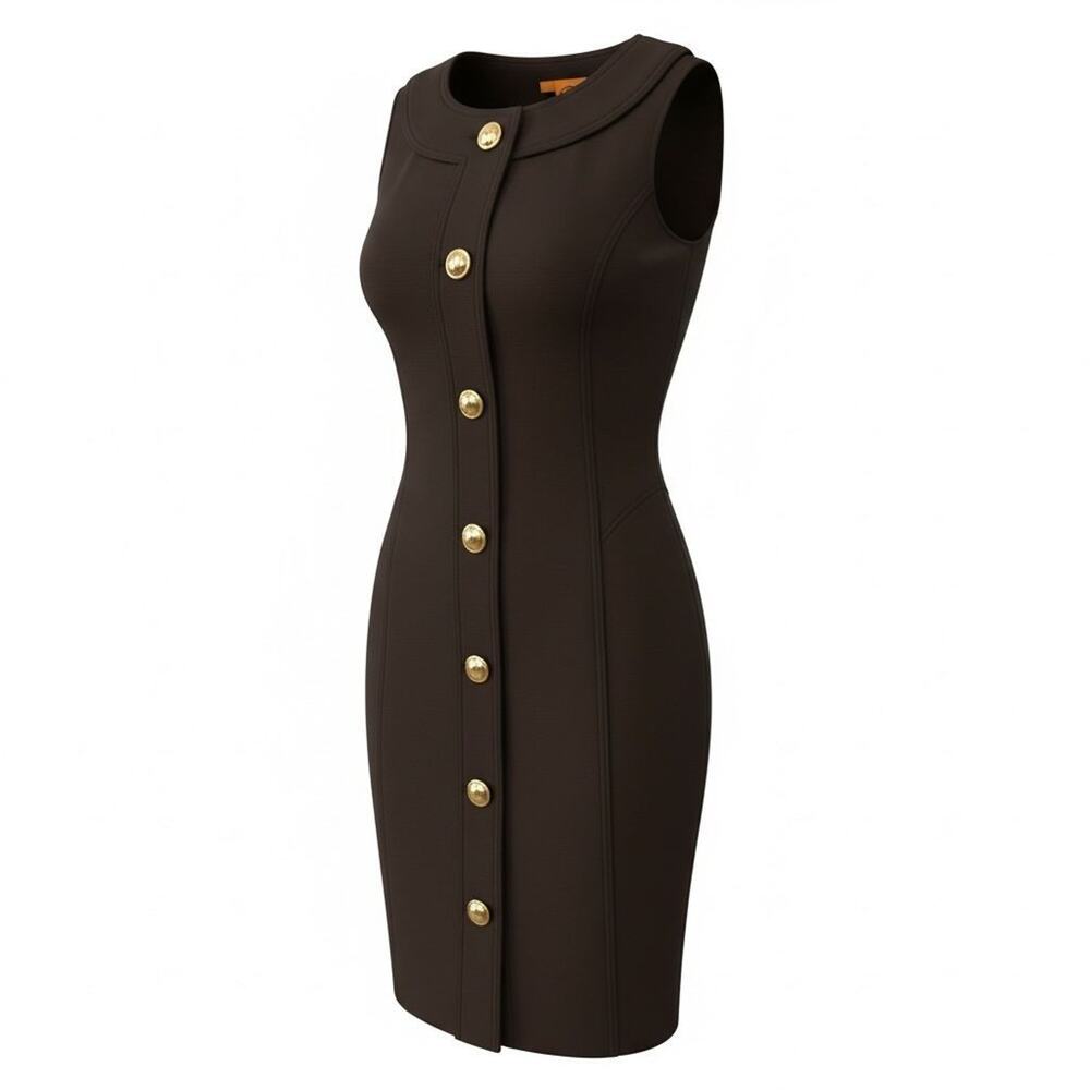 NWTGS TORY BURCH LOGO BUTTON WOOL BLEND KNIT CAREER DRESS SZ 4